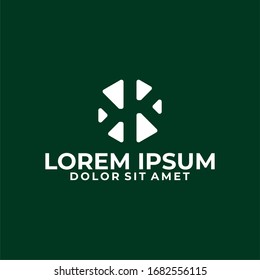 Initial letter KK logo template with geometric hexagonal negative space illustration in flat design monogram symbol