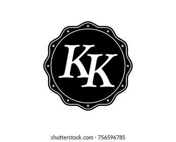 Initial letter KK monogram logo black seal stamp lace