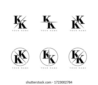 Initial Letter KK Monogram Sliced. Logo template isolated on white background