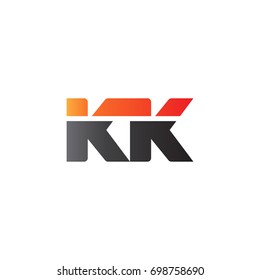 Initial letter KK, straight linked line bold logo, gradient fire red black colors