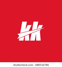 initial letter kk white flat logo vector in red background