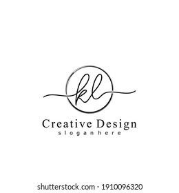 Initial letter KL calligraphy handwritten logo. Handwritten alphabet in the logo template. Letters and Alphabet for your logo design.