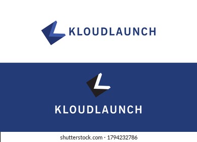 Initial Letter KL Design Logo template with text kloudlaunch and two background.