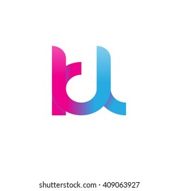 initial letter kl linked round lowercase logo pink blue