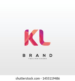Initial letter KL logo with colorful background, letter combination logo design for creative industry, web, business and company. - Vector
