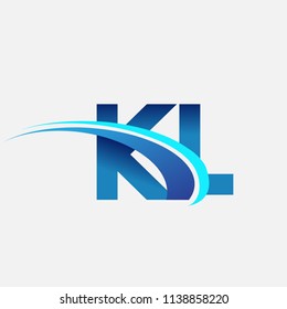 initial letter KL logotype company name colored blue and swoosh design. vector logo for business and company identity.
