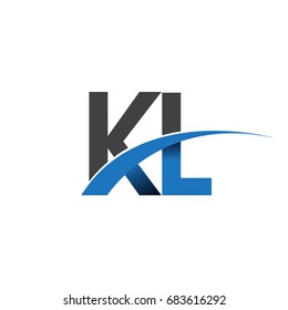 initial letter KL logotype company name colored blue and grey swoosh design. vector logo for business and company identity.
