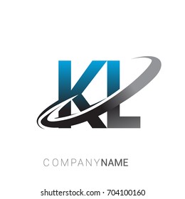 initial letter KL logotype company name colored blue and grey swoosh design. logo design for business and company identity.