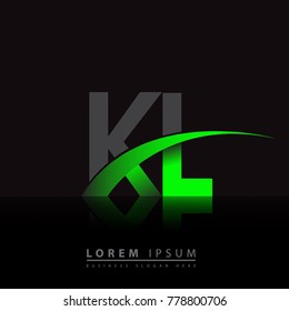 initial letter KL logotype company name colored green and black swoosh design. vector logo for business and company identity.
