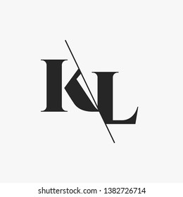 Initial Letter KL Monogram Sliced. Modern logo template isolated on gray background