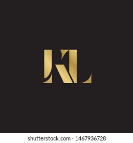 Initial letter kl uppercase modern logo design template elements. Gold letter Isolated on black  background. Suitable for business, consulting group company.