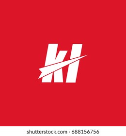 initial letter kl white flat logo vector in red background