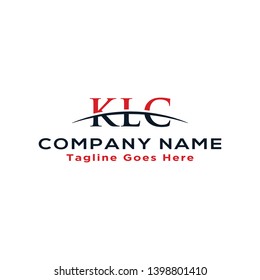 Initial letter KLC, overlapping movement swoosh horizon logo company design inspiration in red and dark blue color vector