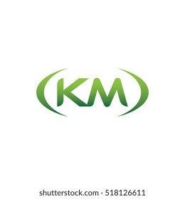 initial letter KM brackets uppercase logo green vector element template design