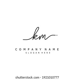 Initial letter KM calligraphy handwritten logo. Handwritten alphabet in the logo template. Letters and Alphabet for your logo design.