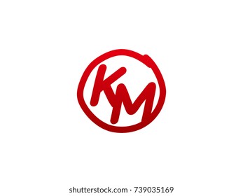 The initial letter KM handwritten logo