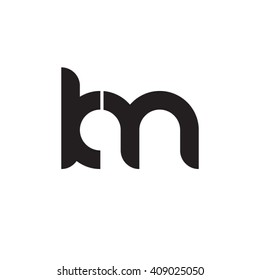 initial letter km linked round lowercase monogram logo black
