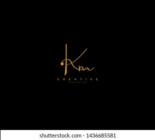 Initial Letter Km Logo Manual Gold Elegant Minimalist Signature Logo