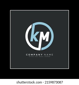 Initial Letter KM Logo - Minimal Business Logo for Alphabet K and M