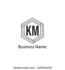 Initial Letter KM Logo Template