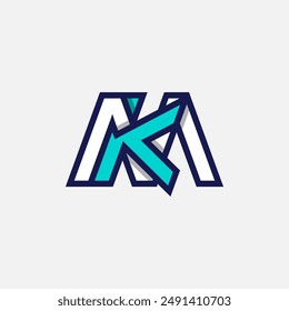 Initial Letter KM or MK Logo, Monogram Logo letter K with M combination, design logo template element, vector illustration