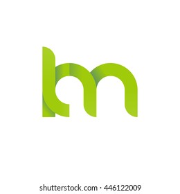 initial letter km modern linked circle round lowercase logo green