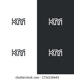 Initial Letter  KM monogram logo design, eps 10