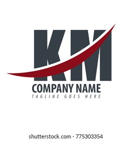 Initial Letter KM Overlapping Logo