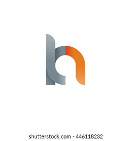 initial letter kn, kh, modern linked circle round lowercase logo orange gray