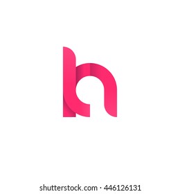 initial letter kn, kh, modern linked circle round lowercase logo pink