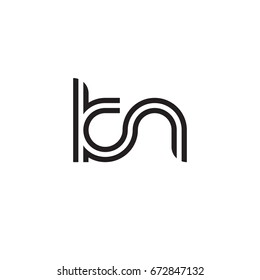 Initial letter kn, linked outline rounded lowercase, monogram black