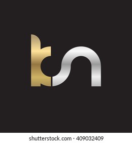 initial letter kn linked round lowercase logo gold silver black background