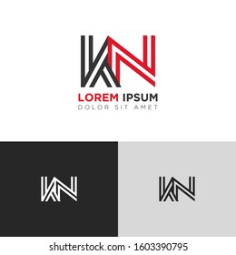 Initial Letter KN linked uppercase overlap modern logo design template. Suitable for business, consulting group company