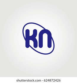 initial letter kn logo blue on white background