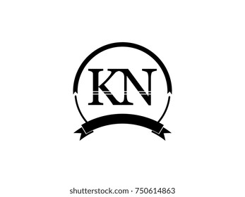 initial letter KN logo monogram retro black