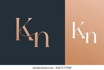 Letra inicial KN NK logotipo design vetor ilustração para casal, casamento e negócios