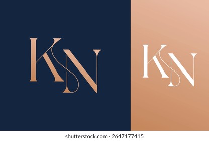 Letra inicial KN NK logotipo design vetor ilustração para casal, casamento e negócios