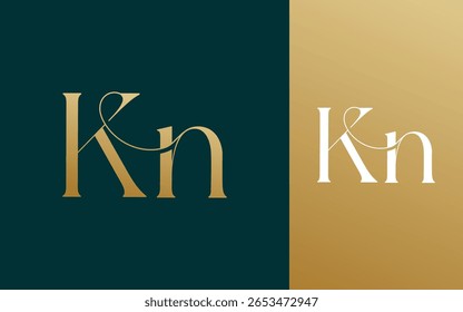 Anfangsbuchstabe KN NK Logo Design Vektorgrafik für Paar, Hochzeit und Geschäft