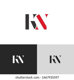 Initial Letter kn uppercase modern logo design template elements. red letter Isolated on black white grey background. Suitable for business, consulting group company.