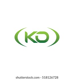 initial letter KO brackets uppercase logo green vector element template design