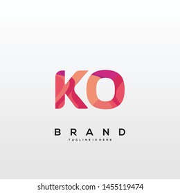 Initial letter KO logo with colorful background, letter combination logo design for creative industry, web, business and company. - Vector