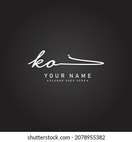 Initial Letter KO Logo - Handwritten Signature Logo