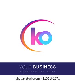 initial letter KO logotype company name, coloreful and swoosh design. vector logo for business and company identity.

