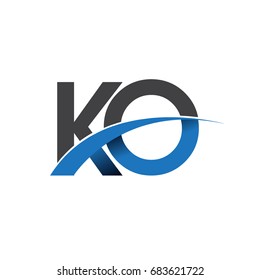 initial letter KO logotype company name colored blue and grey swoosh design. vector logo for business and company identity.
