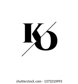Initial Letter KO Monogram Sliced. Logo template isolated on white background