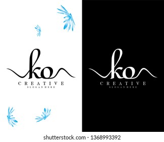 initial letter ko, ok handwriting logo template design vector