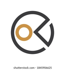 Letras iniciales ko o ok logotipos vectores plantillas
