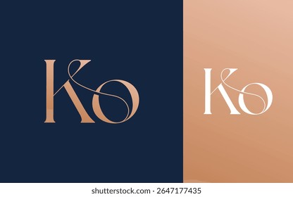 Letra inicial KO OK logotipo design vetor ilustração para casal, casamento e negócios
