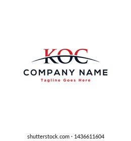 Initial letter KOC, overlapping movement swoosh horizon logo company design inspiration in red and dark blue color vector