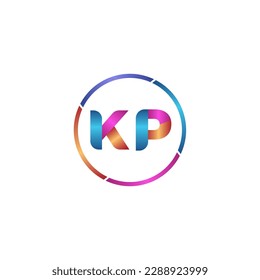 Initial letter KP curve rounded logo, gradient vibrant colorful glossy colors